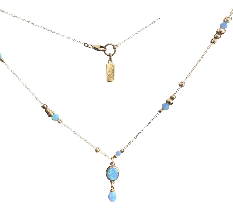 Ladies necklaces lightweight options-Yaron Morhaim Gold Vermeil Opal Drop Pendant Necklace