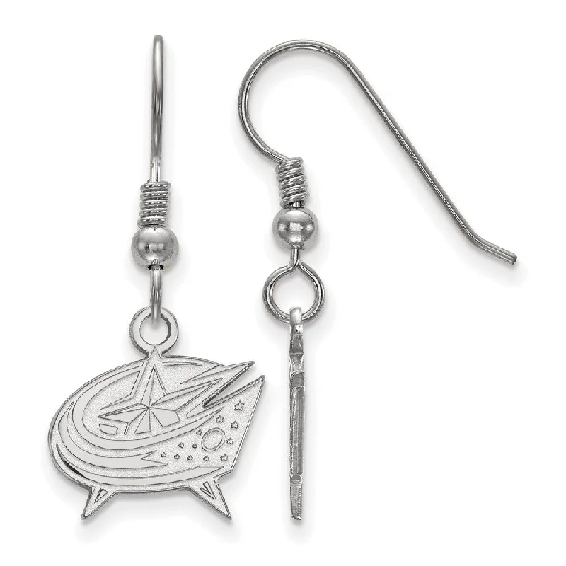 Ladies earrings worldwide appeal-Sterling Silver NHL Columbus Blue Jackets SM Dangle Earrings