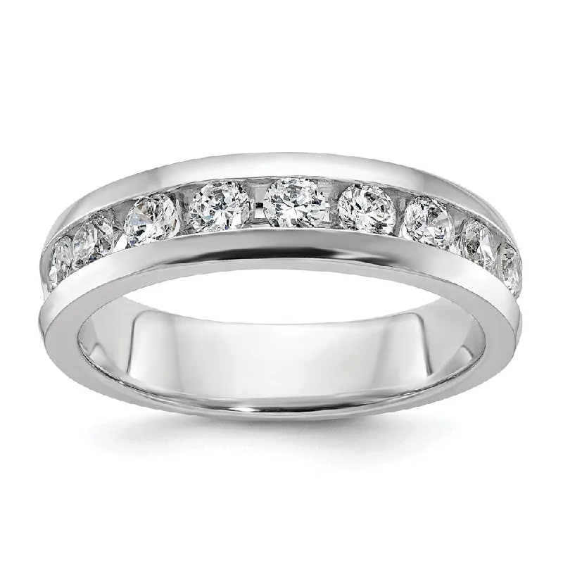 Ladies rings luxury labels-5.75mm 14K White Gold 9-Stone 1.0 Ctw Diamond Standard Fit Band