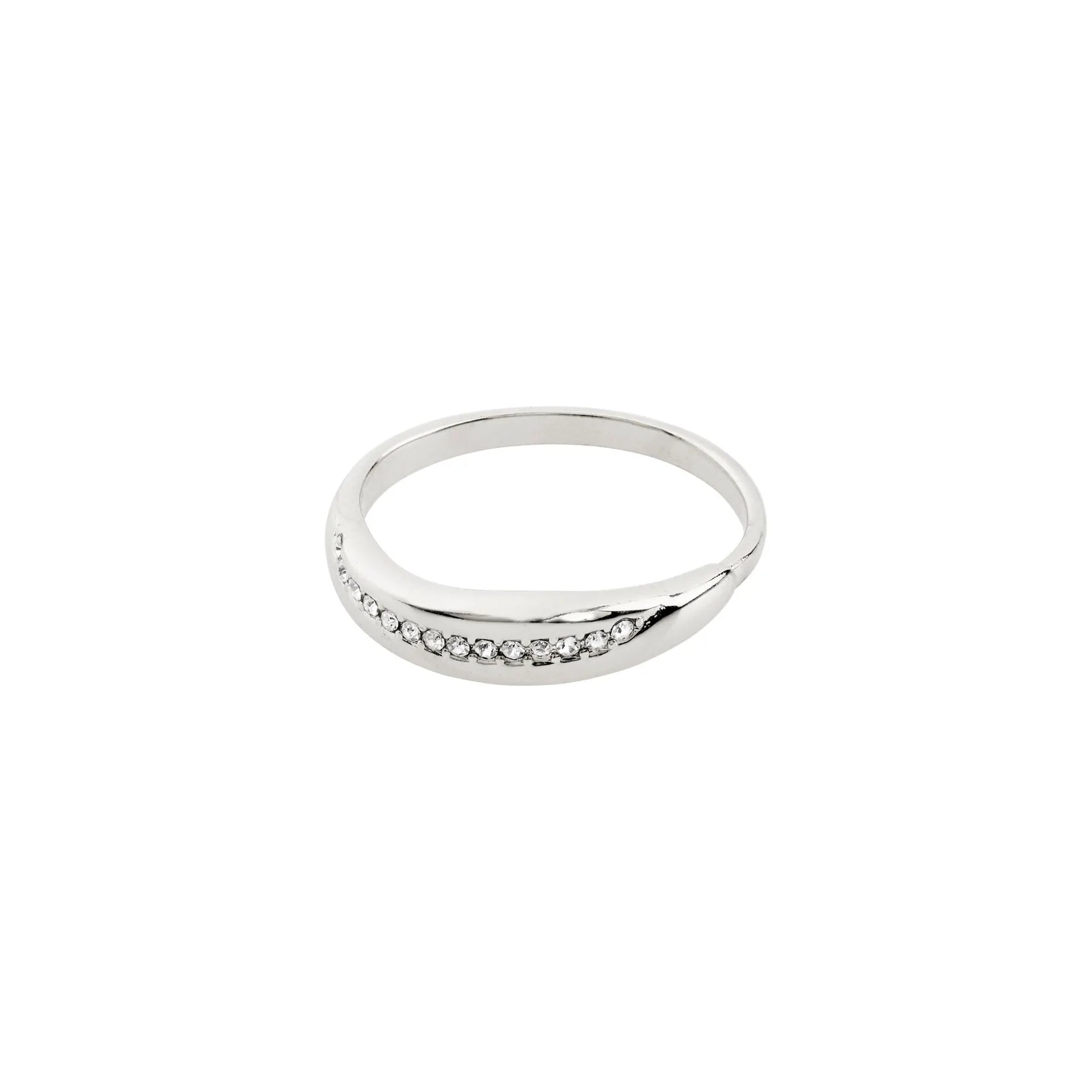 Ladies rings engraved names-Freedom Silver Plated Crystal Ring