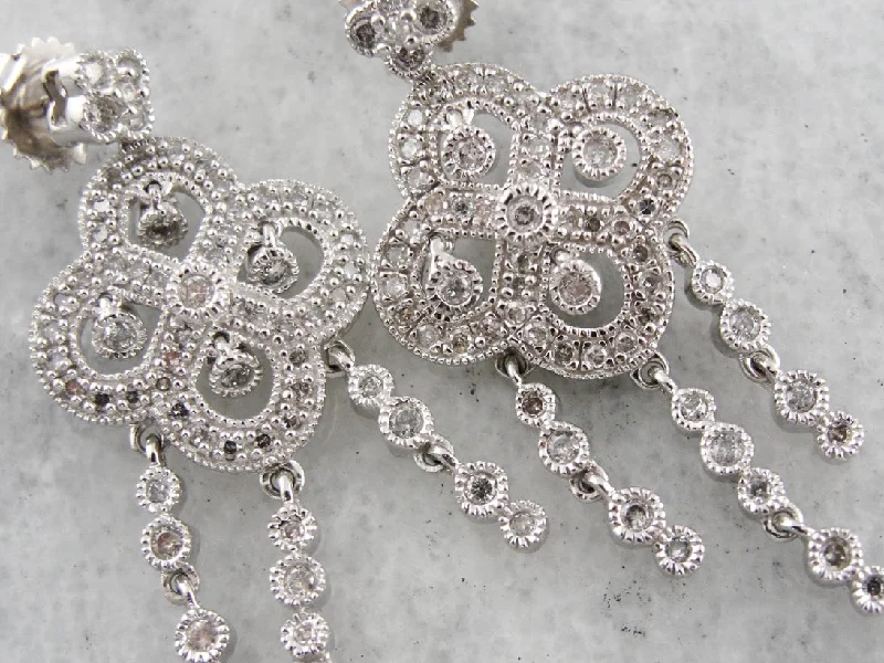 Ladies earrings collectible pieces-Diamond Chandelier Earrings, Bridal Earrings