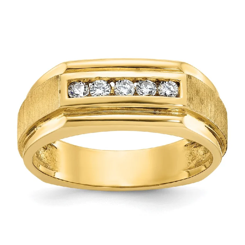 Ladies rings party wear-8mm 14K Yellow Gold 5-Stone 1/4 Ctw Lab Created Diamond Tapered Band