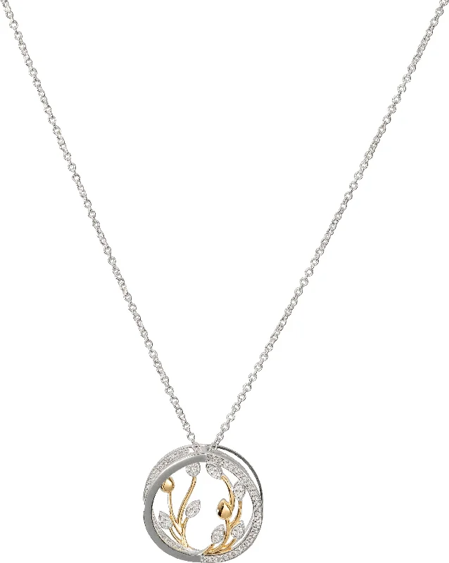 Ladies necklaces budget finds-Unique & Co 3D 18ct Gold & Sterling Silver CZ Flowerbuds Necklace