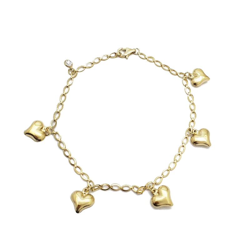 Ladies bracelets anniversary specials-Heart Anklet Bracelet (14K)