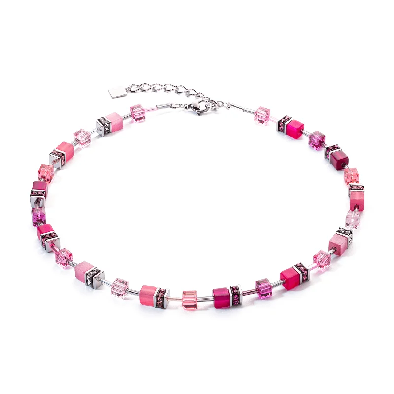 Ladies necklaces gothic styles-Coeur De Lion GeoCUBE® Iconic Viva Magenta Necklace