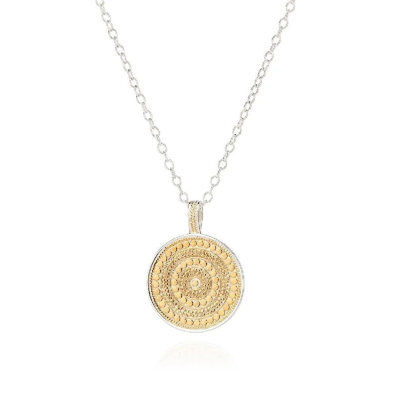 Ladies necklaces sterling silver-Anna Beck Classic Large Reversible Gold & Silver Disc Pendant Necklace