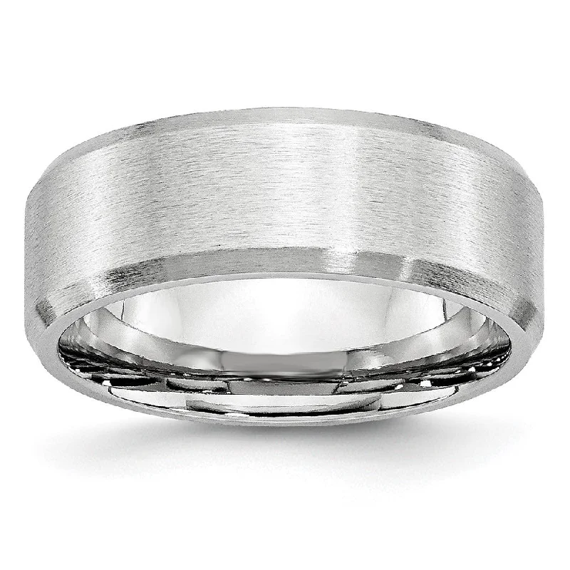 Ladies rings stylish trends-8mm Cobalt Beveled Edge Flat Satin Standard Fit Band