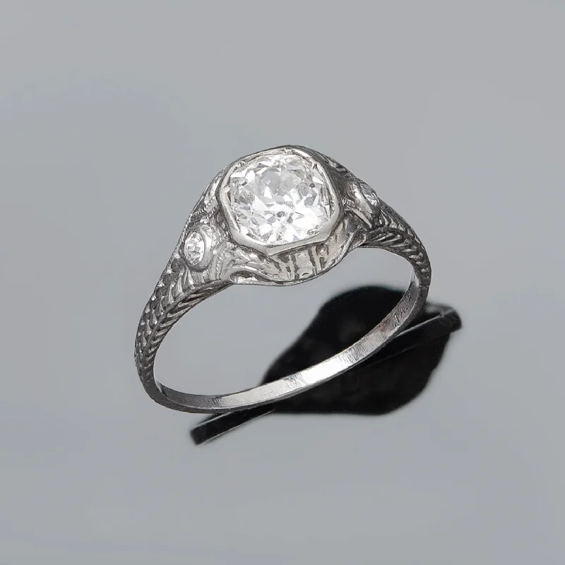 Ladies wedding rings celebrity looks-Art Deco Platinum & Diamond Engagement Ring 1.02ct