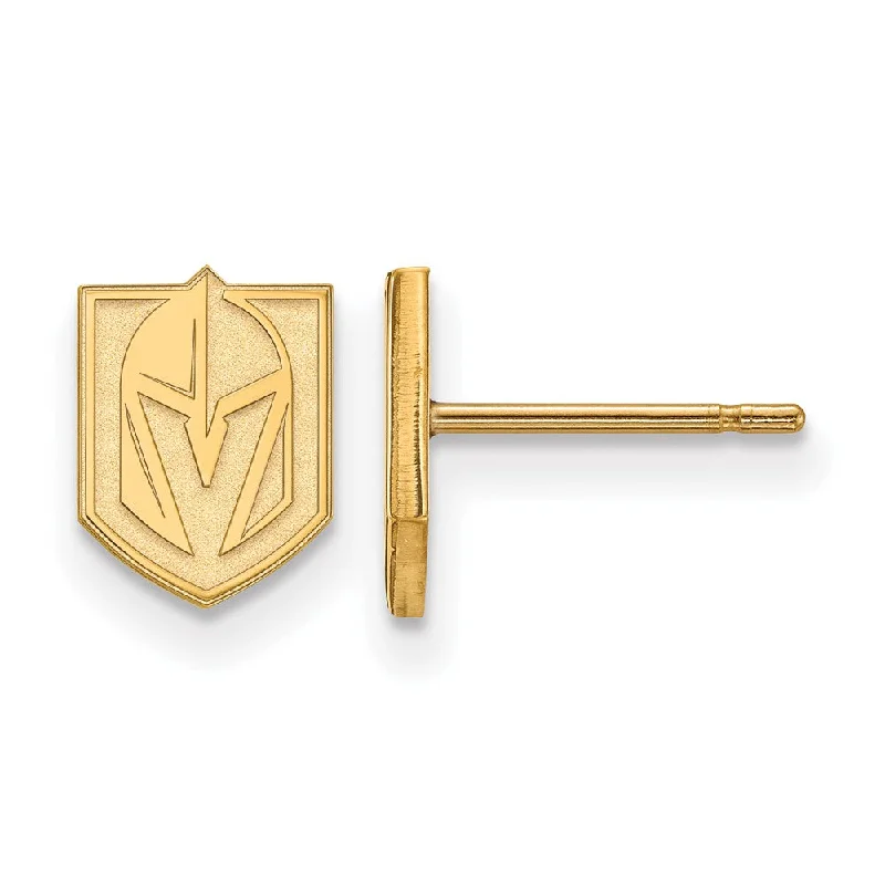 Ladies earrings gothic appeal-SS 14k Yellow Gold Plated NHL Vegas Golden Knights XS Post Earrings