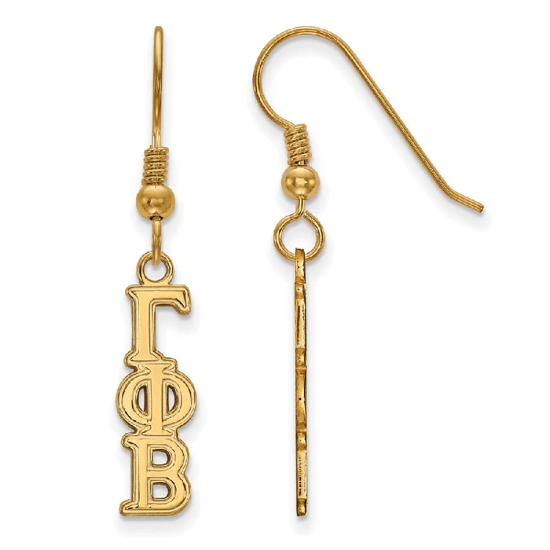 Ladies earrings gold styles-14K Plated Silver Gamma Phi Beta XS Dangle Earrings