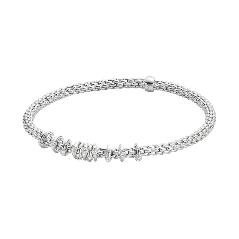 Ladies bracelets limited releases-Prima 18ct White Gold Bracelet With Pave Diamond Set Rondels