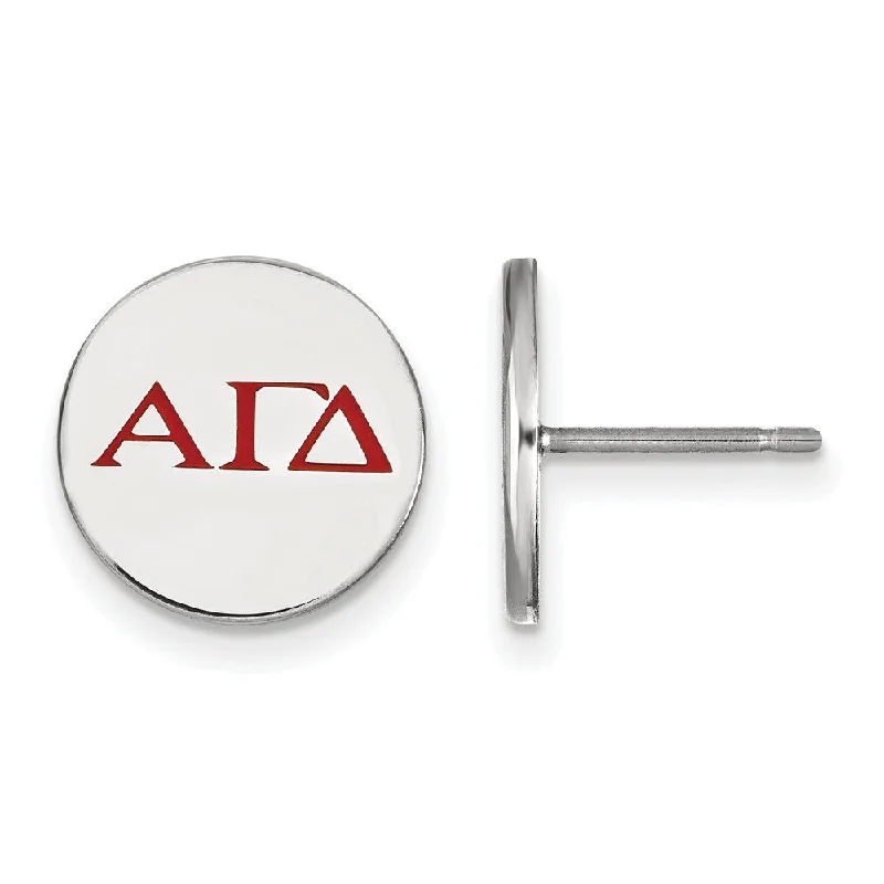 Ladies earrings dangle trends-Sterling Silver Alpha Gamma Delta Enamel Post Earrings