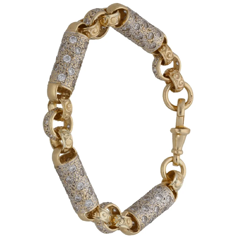 Ladies bracelets elegant looks-9ct Gold Cubic Zirconia Belcher & Bar Bracelet