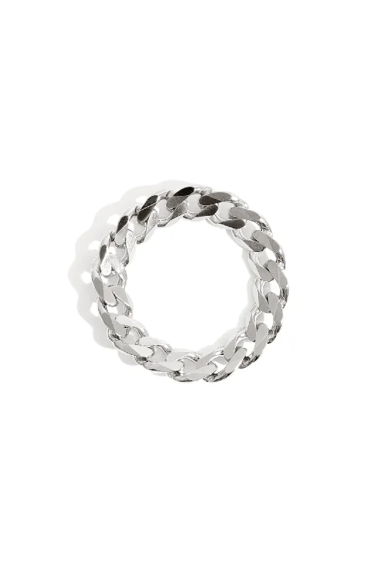 Ladies rings handmade pieces-Regular Curb Chain Ring in Silver