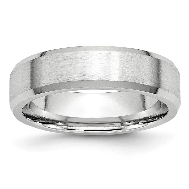 Ladies rings Asian styles-6mm Cobalt Polished Beveled Edge Flat Satin Standard Fit Band