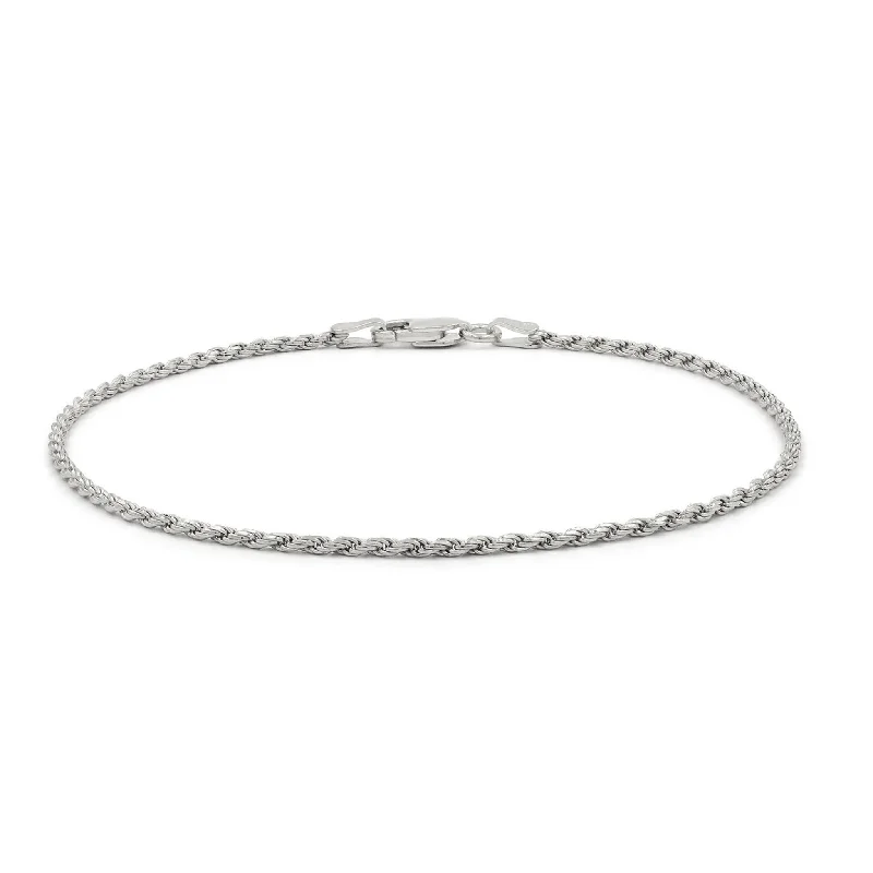 Ladies bracelets celebrity trends-White Gold Solid Rope Bracelet/Anklet (14K)