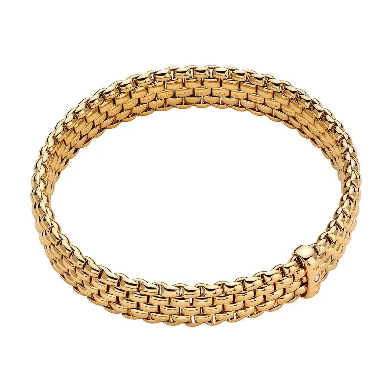 Ladies bracelets unique pieces-Flex'it Panorama 18ct Yellow Gold Bracelet Set With A Single Diamond