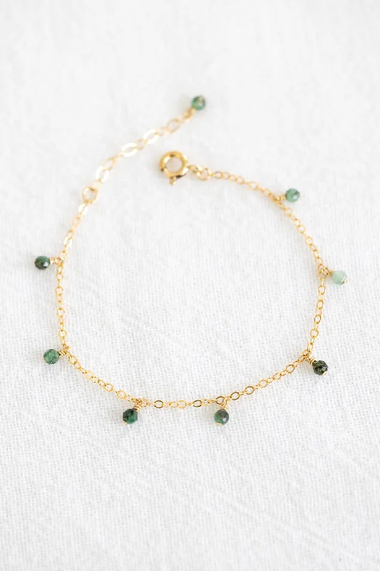 Ladies bracelets gold styles-Emerald Drop Bracelet