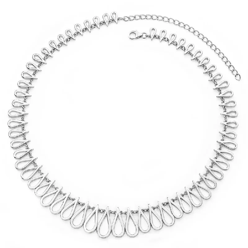 Ladies necklaces ethnic vibes-Lucy Q Large Petal Necklace in Sterling Silver