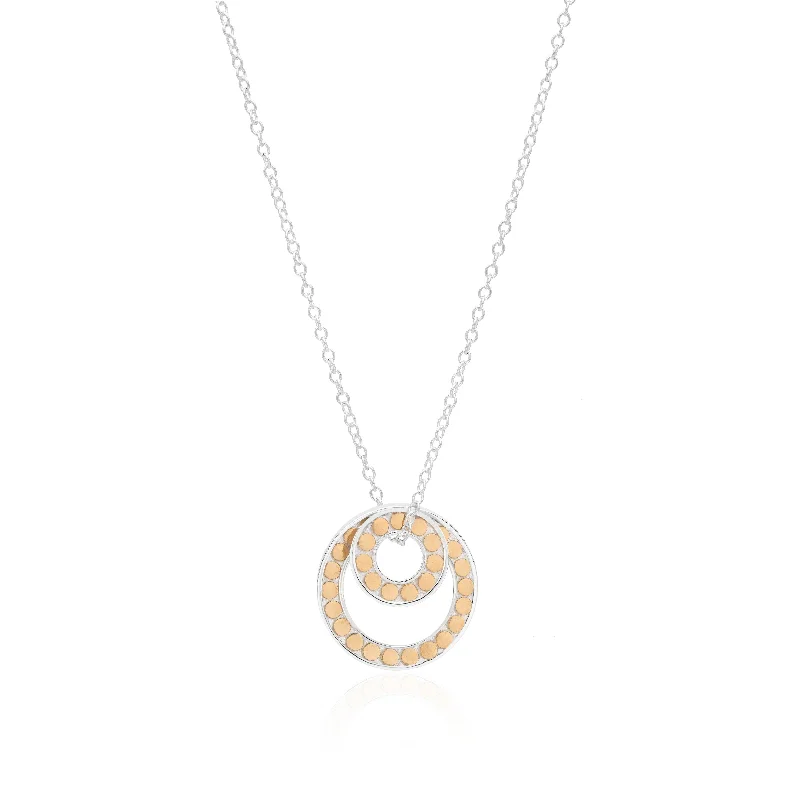 Ladies necklaces party styles-Anna Beck 18ct Gold Vermeil and Silver Classic Double Floating O Necklace