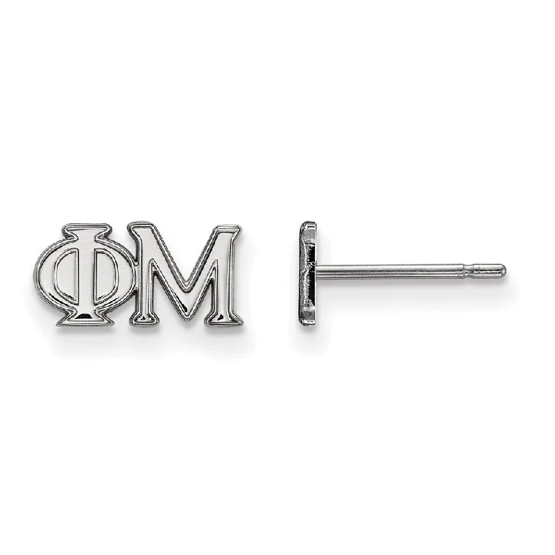 Ladies earrings office wear-Sterling Silver Phi Mu XS Greek Letters Post Earrings