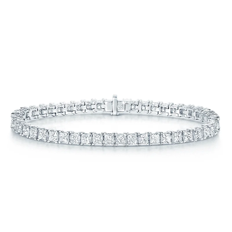 Ladies bracelets top brands-18ct White Gold Princess Cut Diamond Claw Set Tennis Bracelet