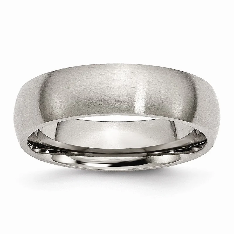 Ladies rings age suitability-Titanium 6mm Brushed Domed Comfort Fit Band