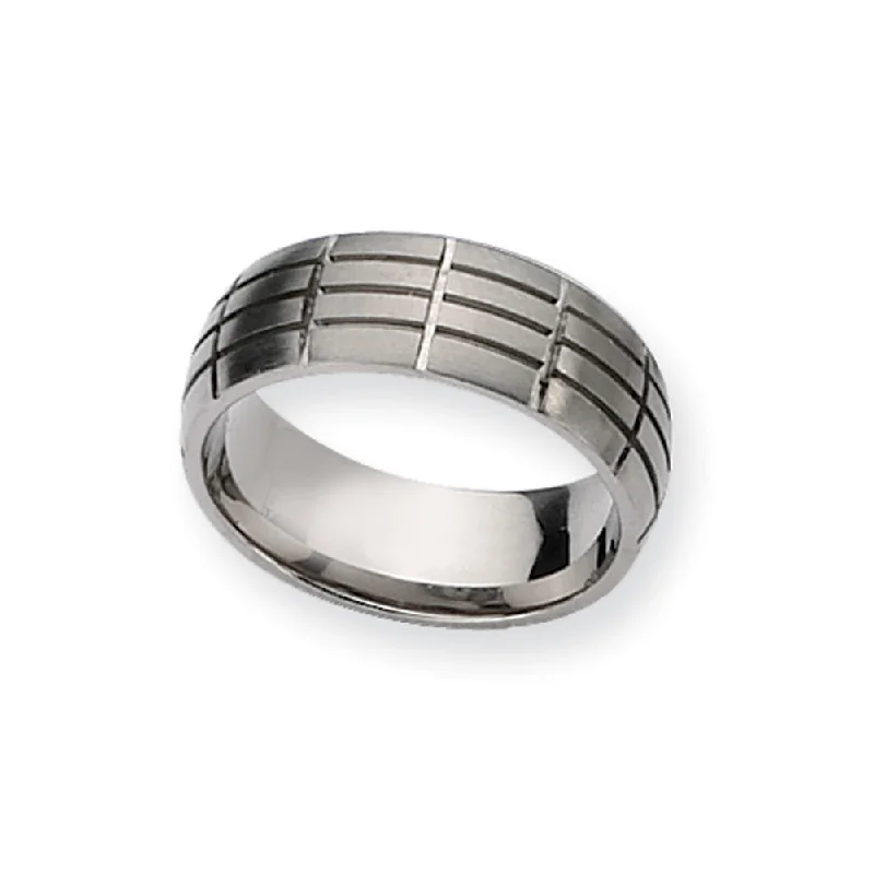 Ladies rings boho vibes-Titanium, 8mm Grooved Comfort Fit Band