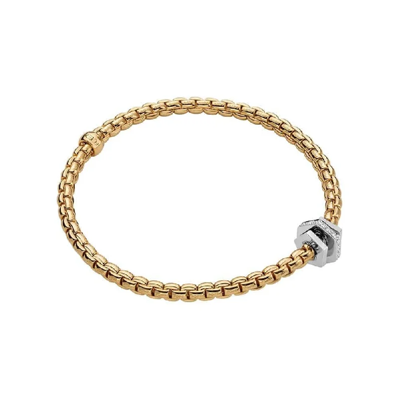 Ladies bracelets cute accents-Eka 18ct Yellow Gold Bracelet With Geometric Diamond Set Rondels