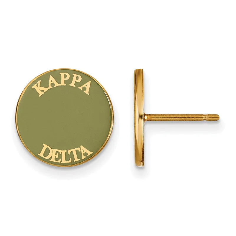 Ladies earrings gothic appeal-14K Plated Silver Kappa Delta Enamel Disc Post Earrings