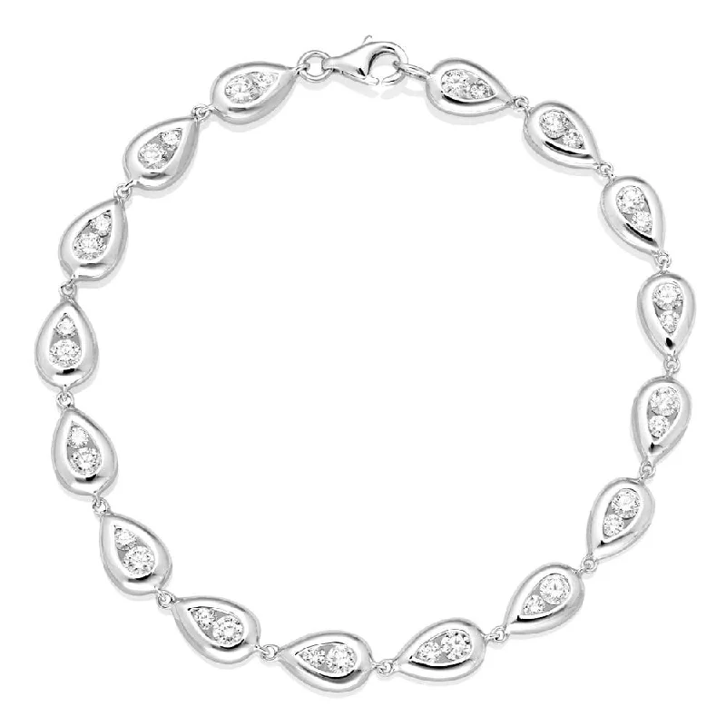 Ladies bracelets personalized-18ct White Gold Raindrops Diamond Bracelet