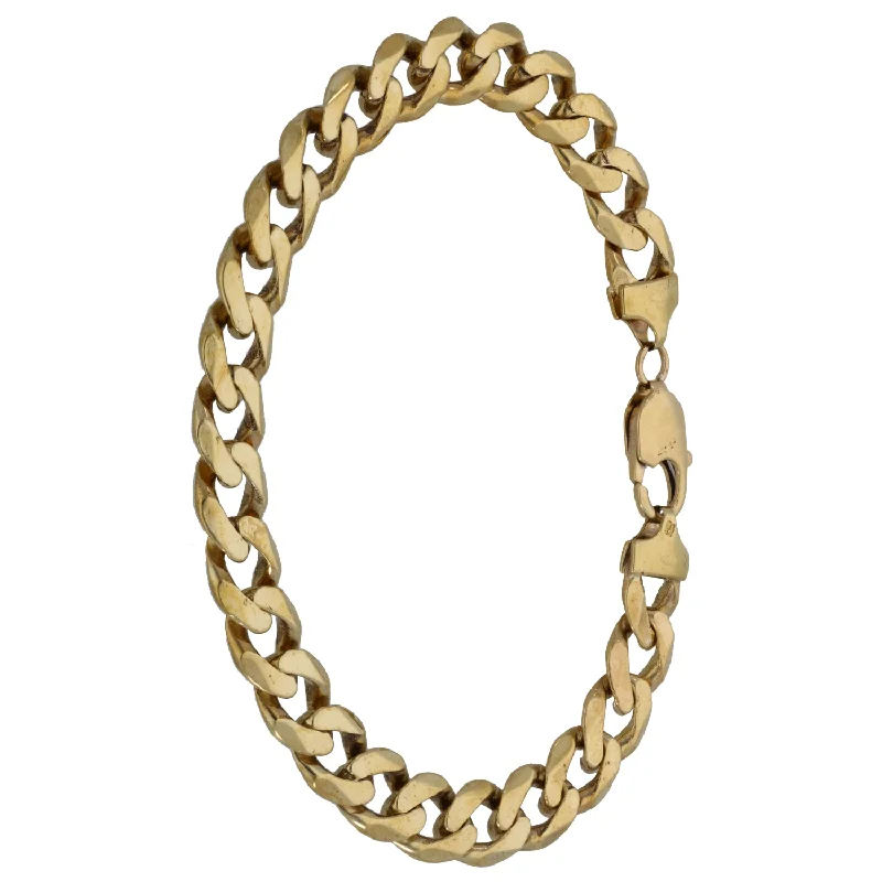 Ladies bracelets ethnic patterns-9ct Gold Curb Bracelet