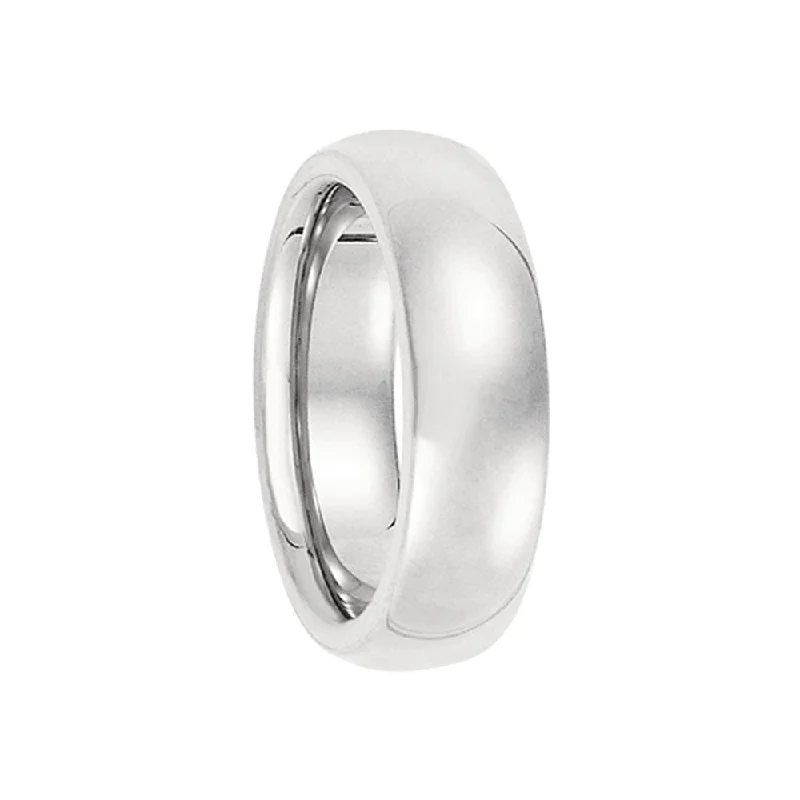 Ladies rings index finger-6mm Heavy Polished Domed Comfort Fit Band in Platinum