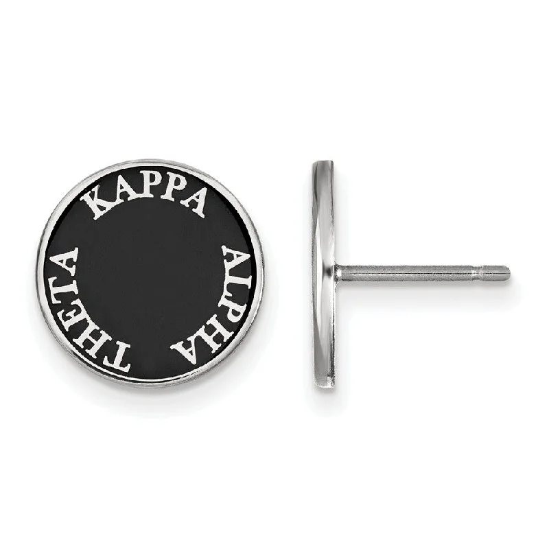 Ladies earrings customer feedback-Sterling Silver Kappa Alpha Theta Enamel Disc Post Earrings