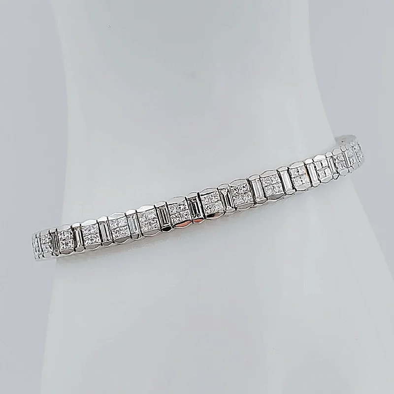 Ladies bracelets daily essentials-Women's 14K White Gold 7.65 Carat Total Weight (SI Color H) 29 GR Diamond Tennis Bracelet.