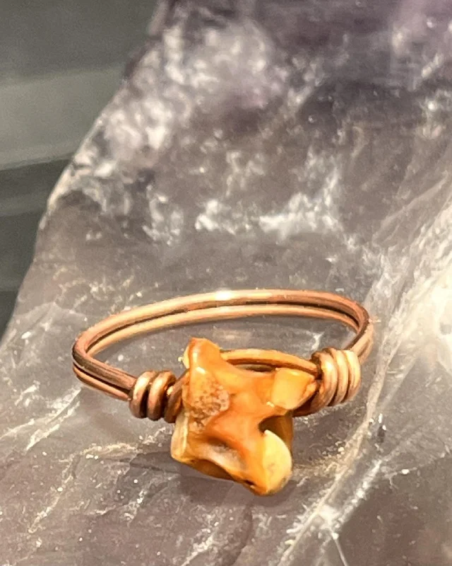 Ladies rings age suitability-Snake Bone Vertebrae Copper Bead Ring