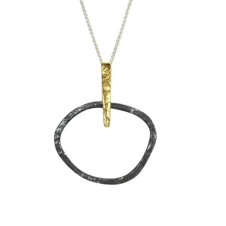 Ladies necklaces office wear-Geometric Circle Pendant Necklace