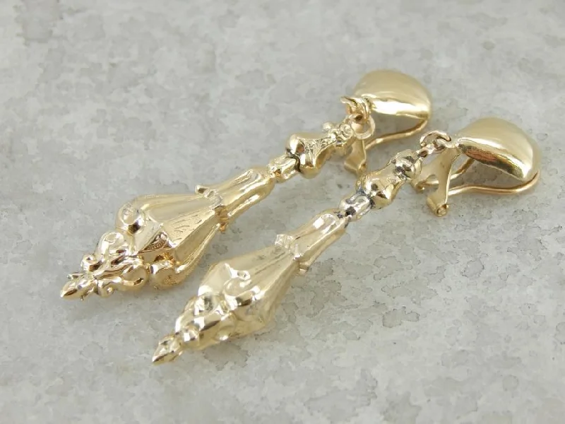 Ladies earrings global brands-Victorian Reproduction Drop Earrings of Large Size