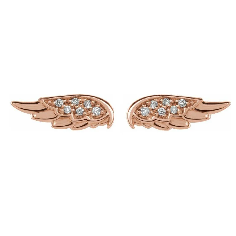 Ladies earrings timeless looks-14K Gold .03 CTW Diamond (I1, G-H) Angel Wing Post Earrings, 4 x 11mm