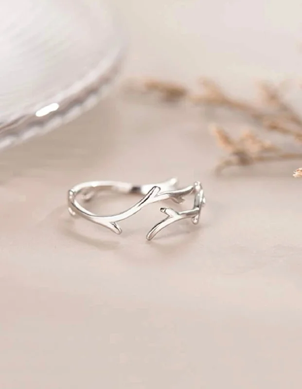 Ladies rings engraved names-Adjustable Branch Wrap Ring