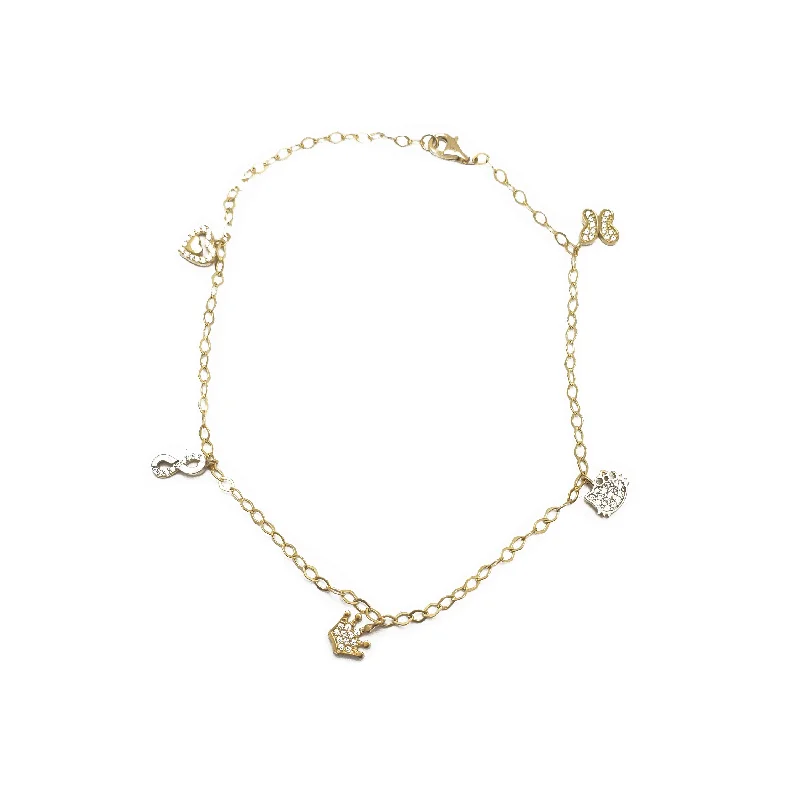 Ladies bracelets sapphire stones-Lovely Charm Anklet Bracelet (14K)