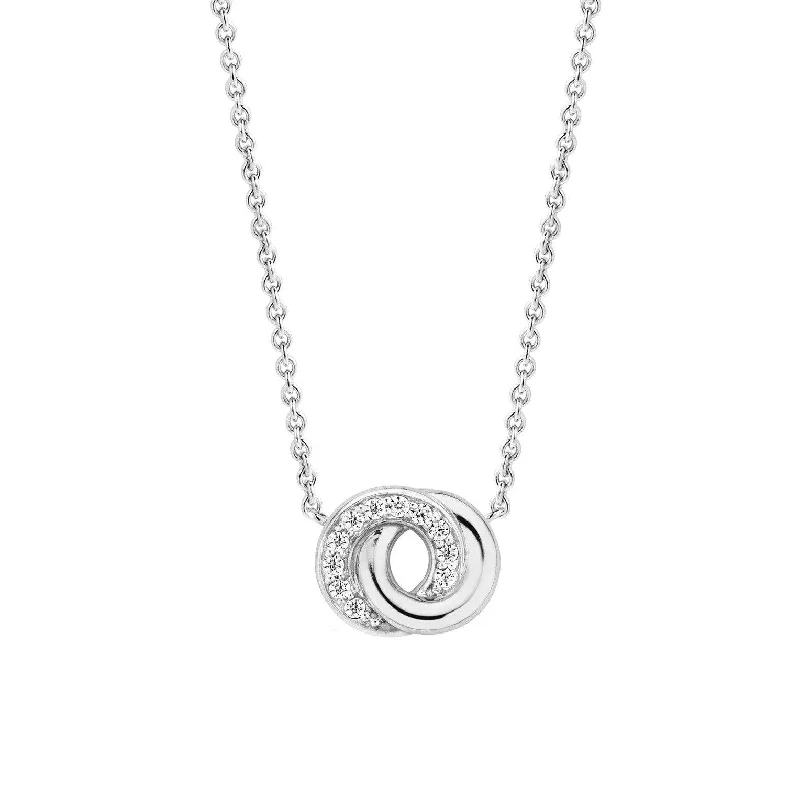 Ladies necklaces creative looks-Ti Sento Sterling Silver Circles Sparkle Necklace