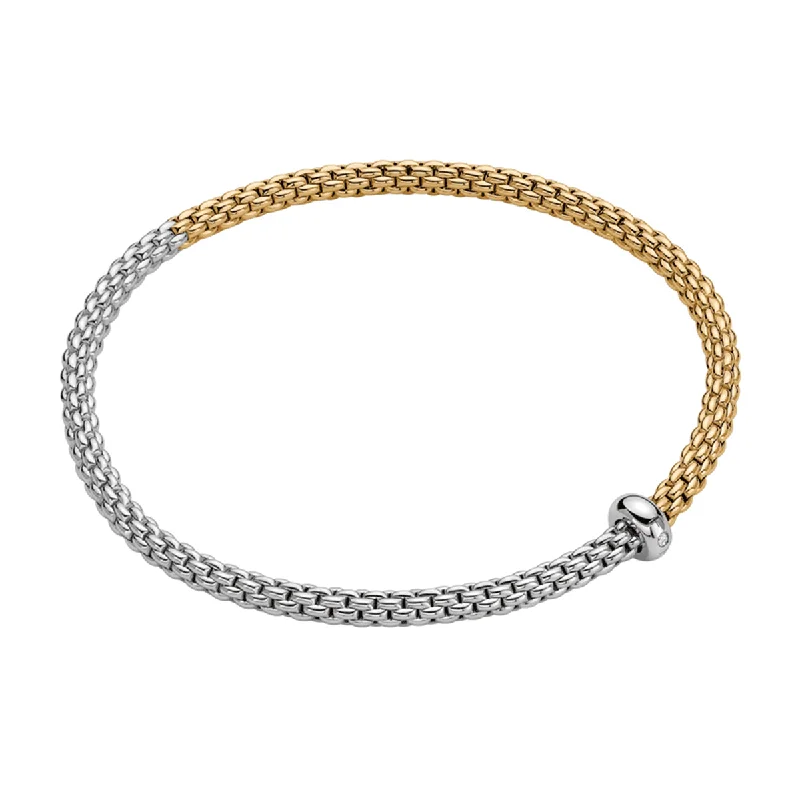 Ladies bracelets bridal essentials-Prima 18ct Yellow & White Gold Bracelet With Single Diamond Rondel