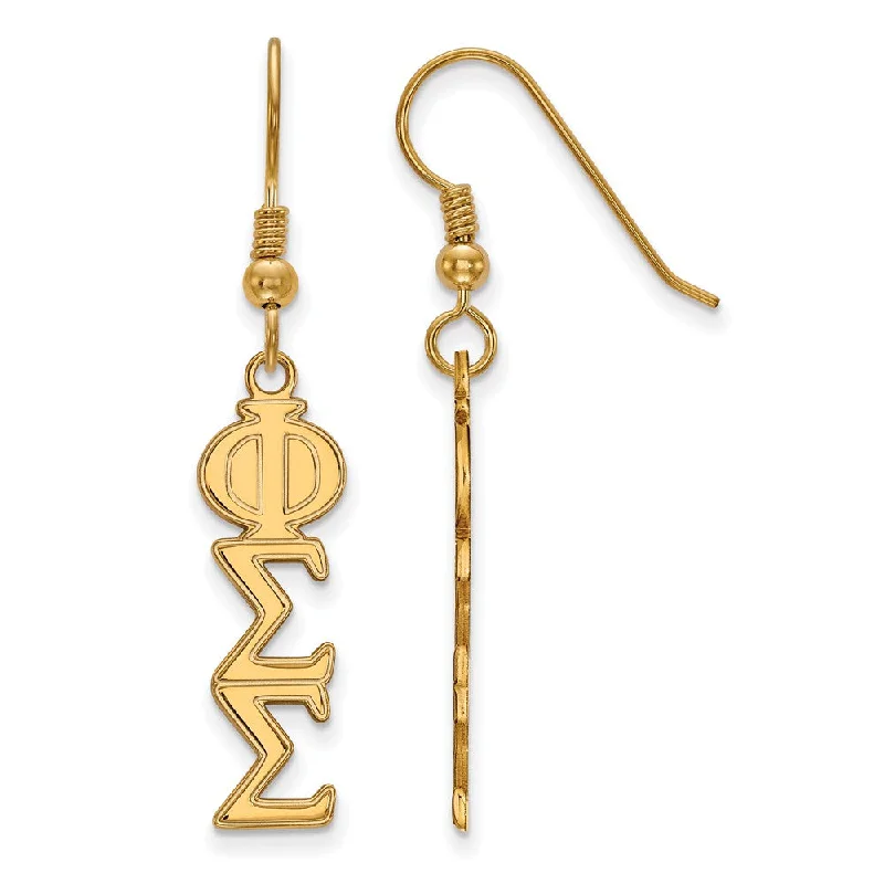 Ladies earrings bold statements-14K Plated Silver Phi Sigma Sigma Dangle Medium Earrings