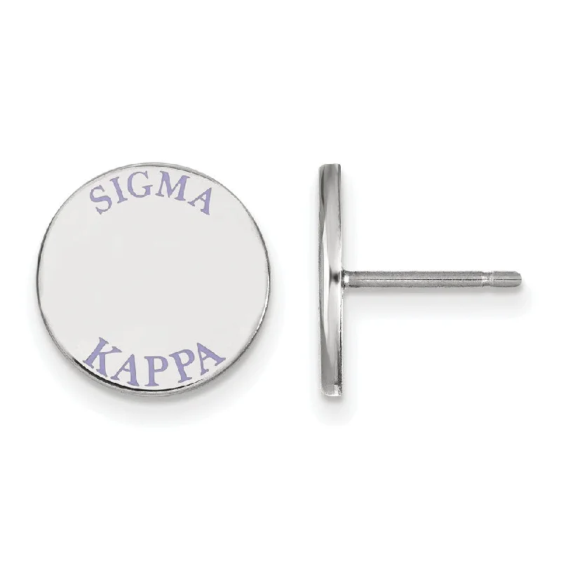 Ladies earrings cute accents-Sterling Silver Sigma Kappa Purple Enamel Post Earrings