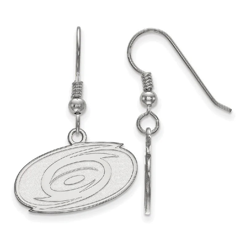 Ladies earrings youthful flair-Sterling Silver NHL Carolina Hurricanes SM Dangle Earrings