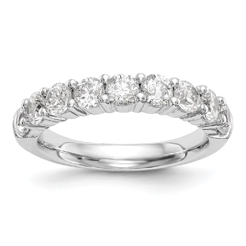 Ladies rings size guide-14K White Gold 1.0 or 1.6 Ctw Lab Created Diamond 9-Stone Tapered Band