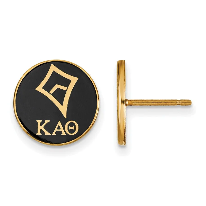 Ladies earrings limited releases-14K Plated Silver Kappa Alpha Theta Enamel Kite Disc Post Earrings