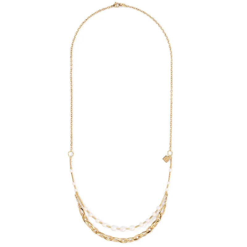 Ladies necklaces trending styles-Coeur De Lion Chunky Chain and Pearls Fusion Multi-Wear Necklace