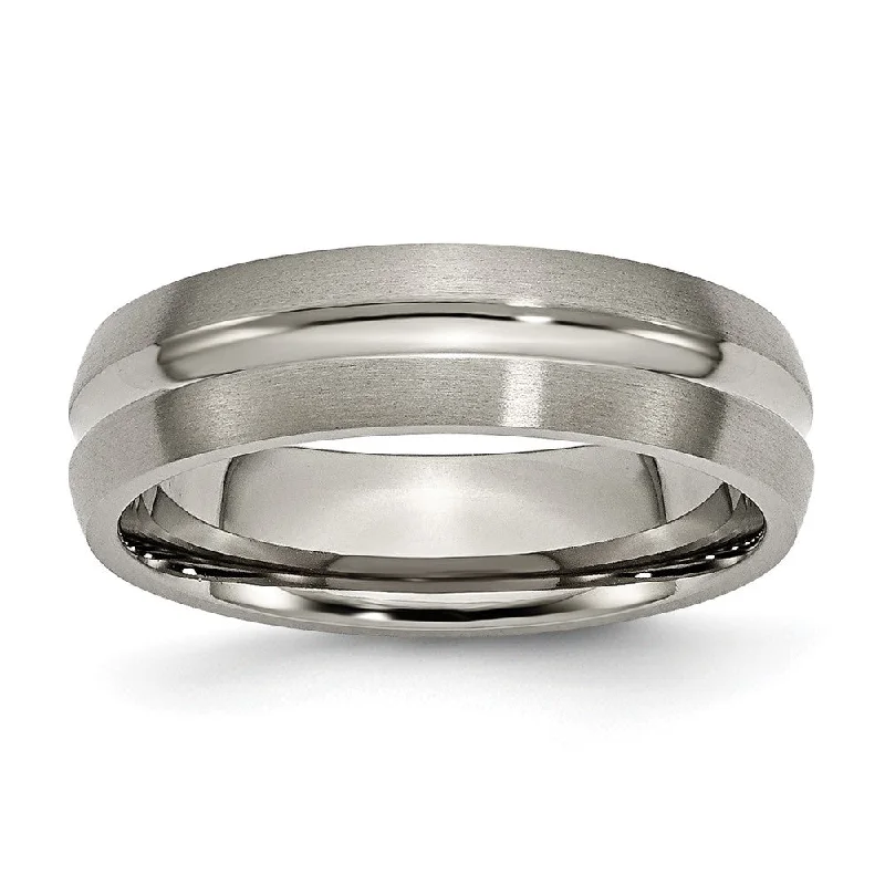 Ladies rings online shopping-Titanium 6mm Center Grooved Standard Fit Band